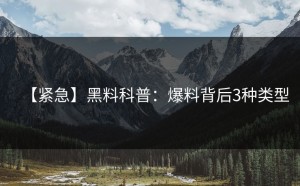 【紧急】黑料科普：爆料背后3种类型