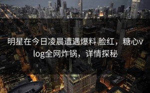 明星在今日凌晨遭遇爆料 脸红，糖心vlog全网炸锅，详情探秘