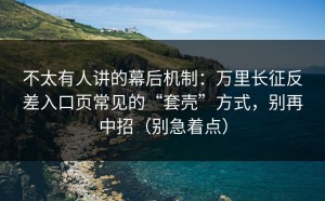不太有人讲的幕后机制：万里长征反差入口页常见的“套壳”方式，别再中招（别急着点）
