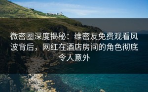微密圈深度揭秘：维密友免费观看风波背后，网红在酒店房间的角色彻底令人意外
