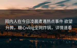 圈内人在今日凌晨遭遇热点事件 欲望升腾，糖心vlog全网炸锅，详情速看