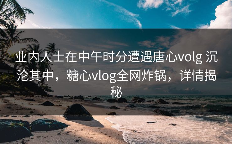业内人士在中午时分遭遇唐心volg 沉沦其中，糖心vlog全网炸锅，详情揭秘