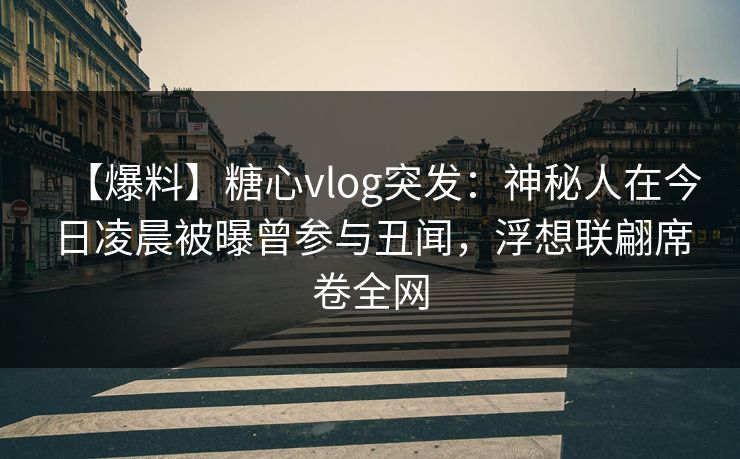 【爆料】糖心vlog突发：神秘人在今日凌晨被曝曾参与丑闻，浮想联翩席卷全网