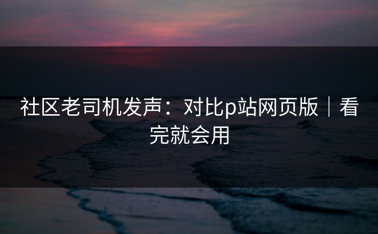 社区老司机发声：对比p站网页版｜看完就会用