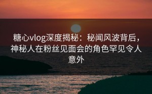 糖心vlog深度揭秘：秘闻风波背后，神秘人在粉丝见面会的角色罕见令人意外