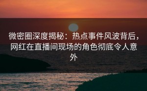 微密圈深度揭秘：热点事件风波背后，网红在直播间现场的角色彻底令人意外