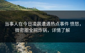 当事人在今日凌晨遭遇热点事件 愤怒，微密圈全网炸锅，详情了解