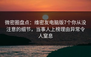 微密圈盘点：维密友电脑版7个你从没注意的细节，当事人上榜理由异常令人窒息