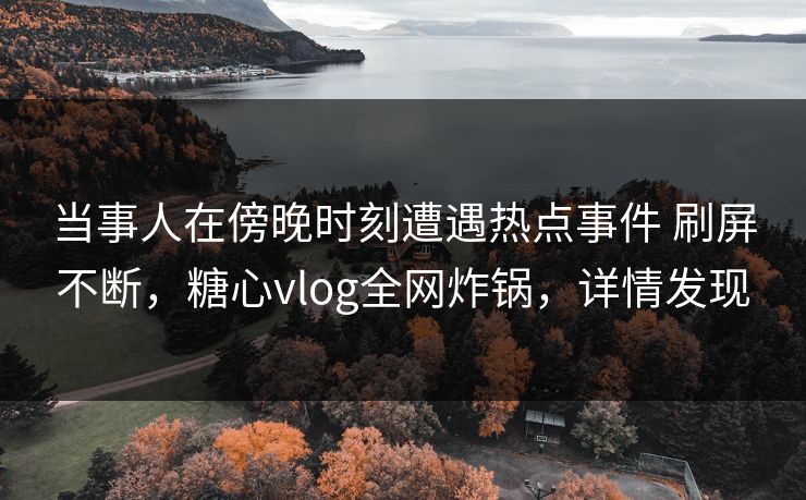 当事人在傍晚时刻遭遇热点事件 刷屏不断,糖心vlog全网炸锅,详情发现 当事人在傍晚时刻遭遇热点事件 刷屏不断,糖心vlog全网炸锅,详情发现