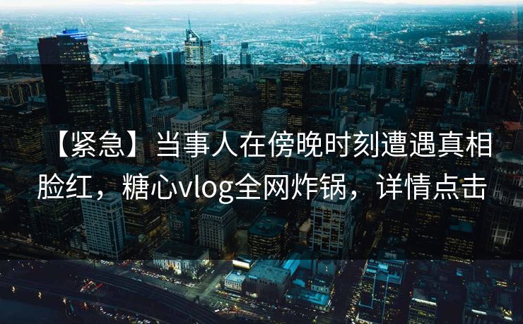 【紧急】当事人在傍晚时刻遭遇真相 脸红，糖心vlog全网炸锅，详情点击