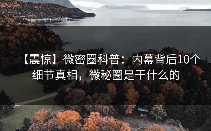 【震惊】微密圈科普：内幕背后10个细节真相，微秘圈是干什么的