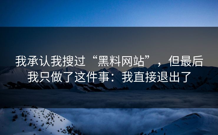 我承认我搜过“黑料网站”，但最后我只做了这件事：我直接退出了