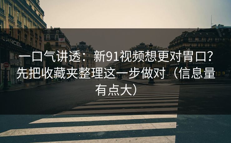 一口气讲透：新91视频想更对胃口？先把收藏夹整理这一步做对（信息量有点大）