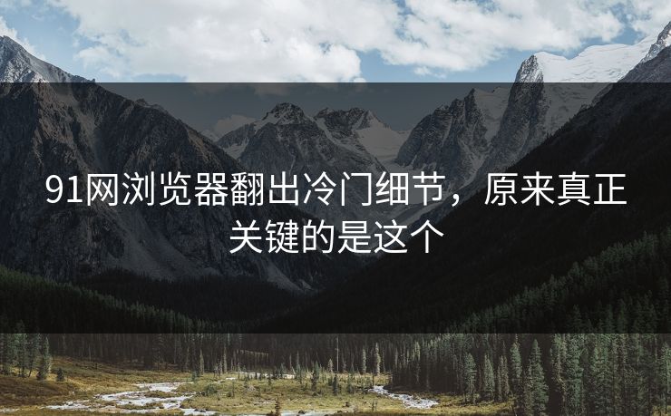 91网浏览器翻出冷门细节,原来真正关键的是这个 91网浏览器翻出冷门细节,原来真正关键的是这个